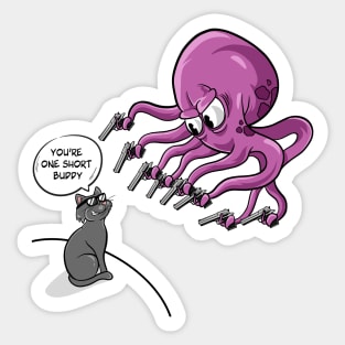 Funny cat and octopuss cartoon Sticker